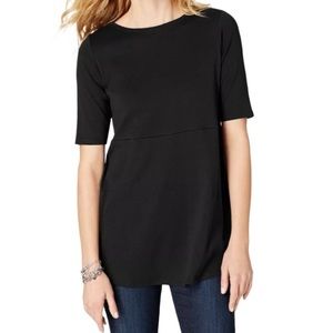 J. Jill Black Pima Shirttail Tee Elbow Length Sleeves 100% Pima Cotton Top.